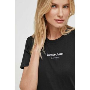 Tommy Jeans tricou din bumbac femei, culoarea negru DW0DW17359 imagine