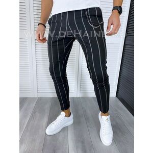 Pantaloni barbati casual regular fit negri in dungi B1301 E 2-3/ 154-2 imagine