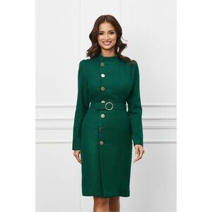 Rochie Dy Fashion verde din tweed cu nasturi si curea imagine