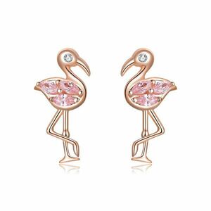 Cercei din argint Rose Gold Flamingo imagine