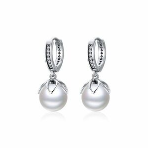 Cercei din argint Flowerd Pearls Hoops imagine