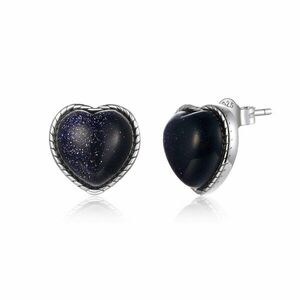 Cercei din argint Black Sparkling Hearts imagine