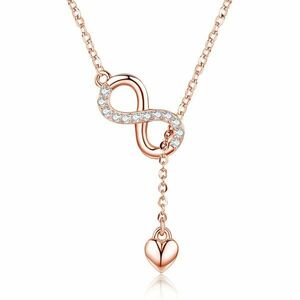 Colier din argint Rose Gold Infinity and Heart imagine