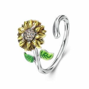 Inel reglabil din argint Blooming Sunflower imagine
