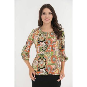 Bluza cu imprimeu floral verde-orange imagine