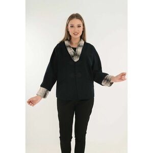 Jacheta din lana bleumarin cu blanita gri imagine
