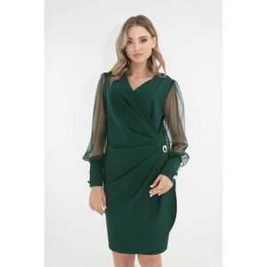 Rochie eleganta verde-smarald accesorizata cu brosa in talie imagine