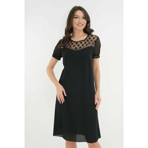 Rochie eleganta neagra cu maneci plisate si paiete la decolteu imagine