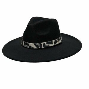 Palarie Cora Neagra Fedora Cu Detaliu Animal-Print imagine