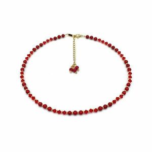 Colier subtire la baza gatului sau bratara perle si cristale mici rosii, Corizmi, Sweet Red imagine