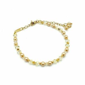 Bratara subtire perle si cristale mici aurii, Corizmi, Sweet Gold imagine