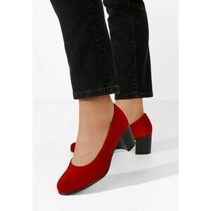 Pantofi cu toc gros piele Dalida rosii imagine