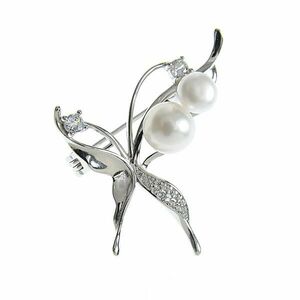 Brosa fluture din argint cu perle acrilice imagine