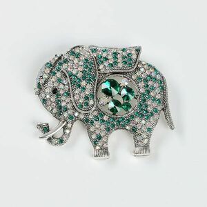 Brosa elefant cu pietre verzi imagine
