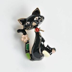 Brosa martisor pisica neagra imagine