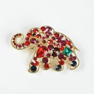 Brosa elefant cu pietre rosii imagine