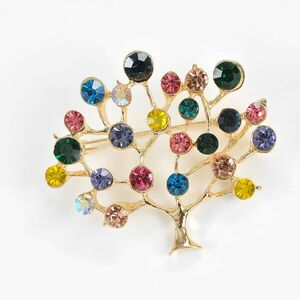 Brosa martisor copac cu pietre multicolore imagine