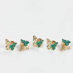 Set 5 brose fluture cu pietre verzi imagine