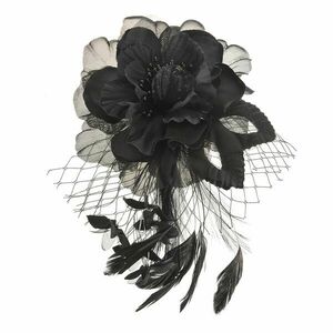 Brosa floare neagra cu pene imagine