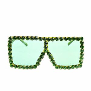 Ochelari de soare patrati cu pietre verzi imagine