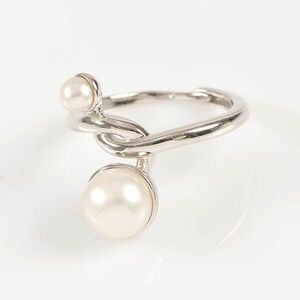 Inel din argint cu perle albe imagine