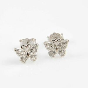 Cercei din argint cu fluture si pietre zirconice imagine