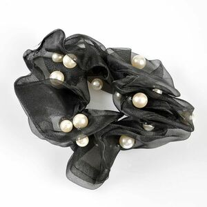 Elastic negru cu perle albe imagine
