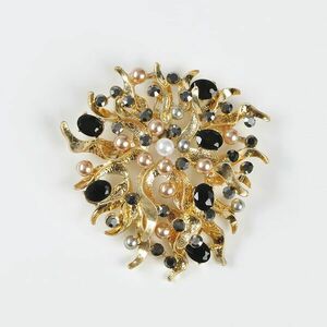 Brosa spectaculoasa cu pietre negre si perle imagine