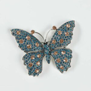 Brosa fluture decorat cu pietre bleu imagine