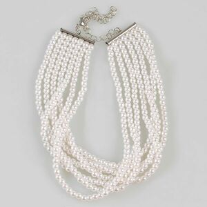 Colier elegant cu perle acrilice albe imagine