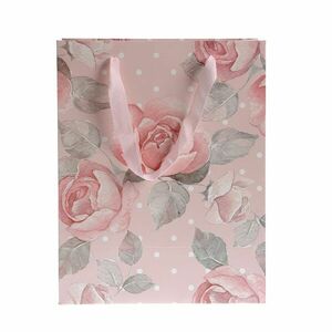 Punga roz cadou cu trandafiri 33x26 cm imagine