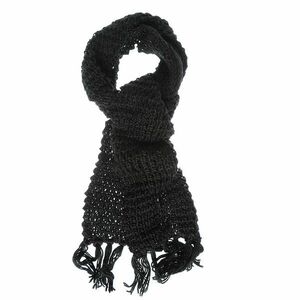 Fular negru tricotat cu franjuri imagine