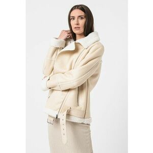 Jacheta de piele ecologica cu garnituri de blana shearling sintetica Camma imagine