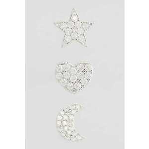 Set de cercei de otel inoxidabil cu tija - decorati cu cristale zirconia - 3 piese imagine