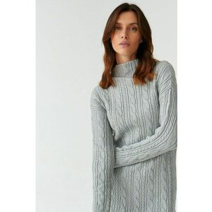 Rochie-pulover cu maneci cazute si model torsade Wenwi imagine