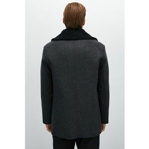 Palton cu doua randuri de nasturi si garnituri de blana sintetica imagine