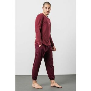 Pijama din amestec de bumbac cu imprimeu si pantaloni lungi imagine