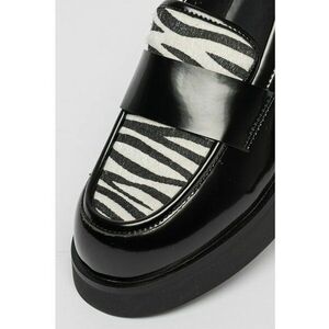 Pantofi loafer din piele ecologica cu insertii din material textil Diane imagine