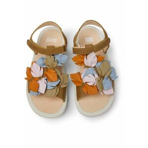 Sandale de piele cu velcro si aplicatii cu frunze Bicho Twins 745 imagine