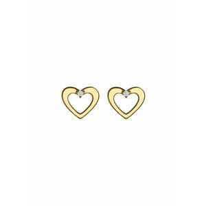 Cercei din aur de 14K in forma de inima cu 2 diamante imagine