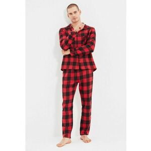 Pijama in carouri cu revere decupate imagine