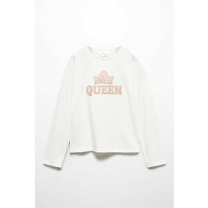 Bluza de bumbac cu broderie text Queen imagine