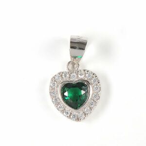 Pandantiv argint inima cu piatra verde imagine