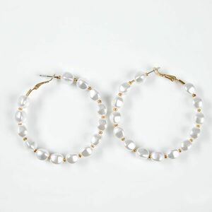 Cercei rotunzi cu perle acrilice albe imagine