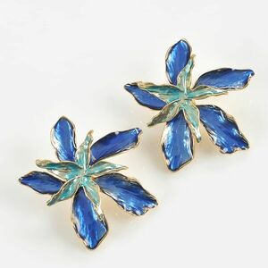 Cercei metalici flori albastre imagine