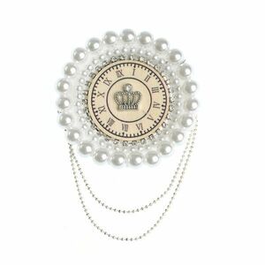 Brosa rotunda ceas cu perle albe imagine