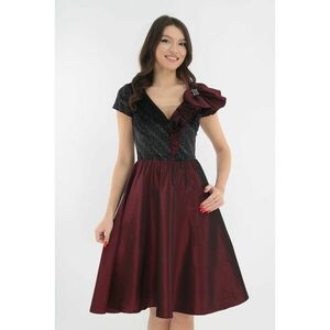 Rochie eleganta clos din tafta bordo si catifea cu glitter imagine