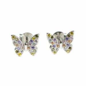 Cercei din argint cu fluture multicolor imagine