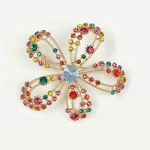Brosa floare decorata cu pietre multicolore imagine