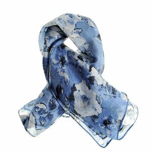 Esarfa albastra din matase cu imprimeu floral imagine